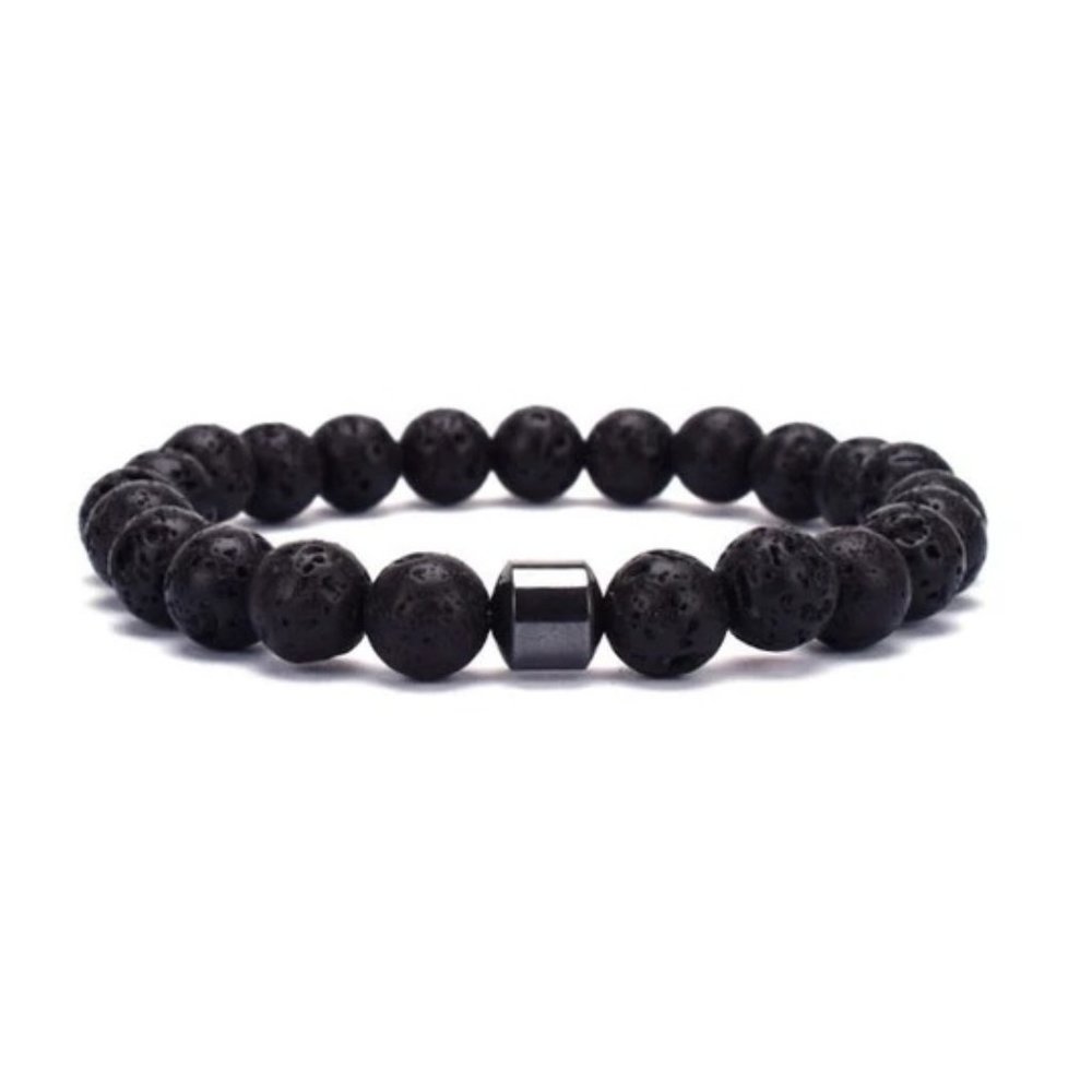Magnet Natural Black Lava Stone Bead Bracelet